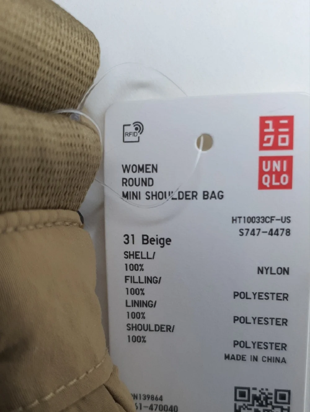 Uniqlo Round Mini crossbody Beige Shoulder Bag + FREE GIFT NWT - Picture 3 of 3